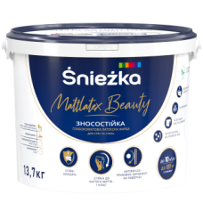 Латексная интерьерная краска глубокоматовая Sniezka Mattlatex Beauty белая, 10 л (13,7 кг)