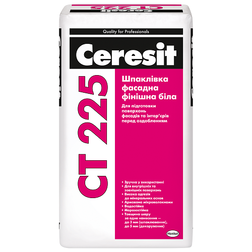 Шпаклевка фасадная финишная Ceresit СТ 225 белая 25 кг