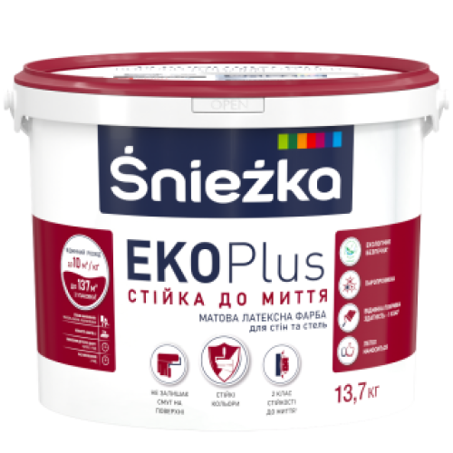Латексна інтер’єрна фарба матова Sniezka Eko Plus біла 3 л (4,1 кг) 