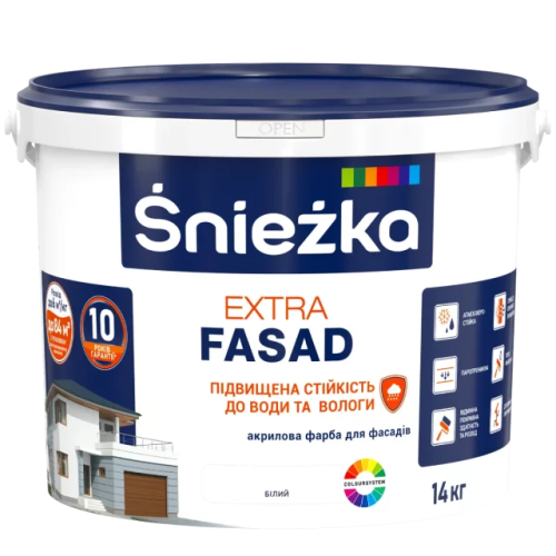 Фасадная краска эмульсионная акриловая Sniezka Extra Fasad белая 5 л (7 кг)
