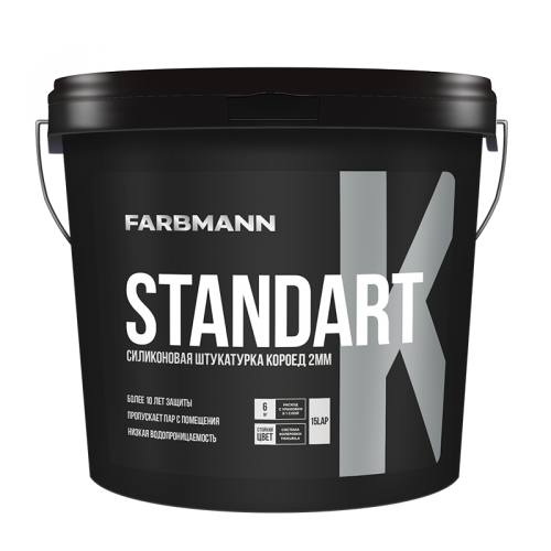Декоративная штукатурка короед Farbmann Standart K силиконовая прозрачная 25 кг