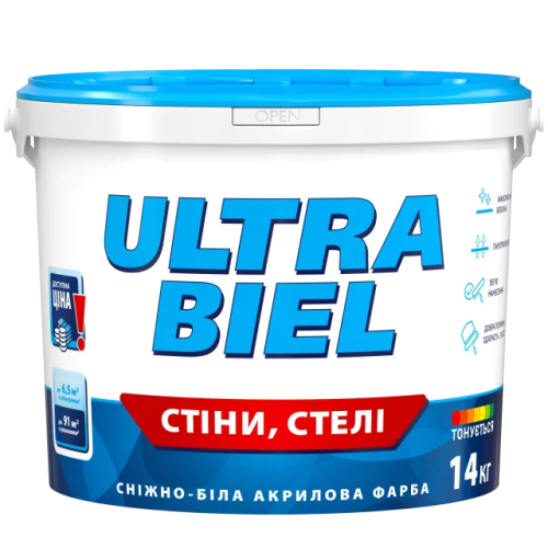 Акриловая матовая краска Sniezka Ultra Biel снежно-белая 1 л (1,4 кг)