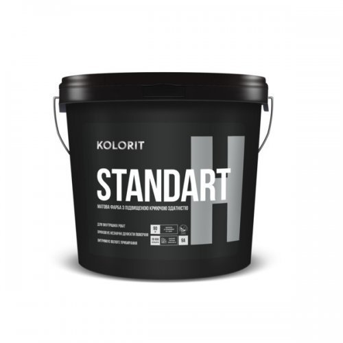 Акриловая краска матовая Kolorit Standart Н для потолка белая 9 л