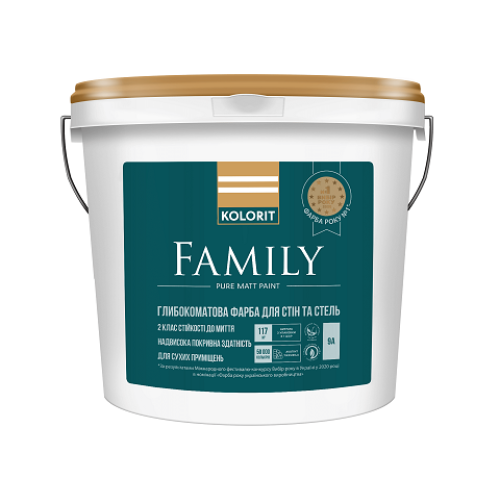 Акриловая интерьерная краска глубокоматовая Kolorit Family белая 2,7 л